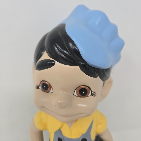 Vintage Atlantic Mold Smiley Boy Carpenter Handyman Plumber Vintage Blue Yellow - Picture 14 of 16